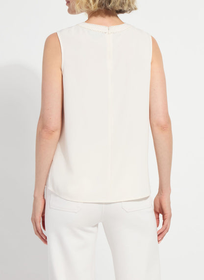 Lysse Kavita Crew Neck Contrast Stitching Shell Chalk