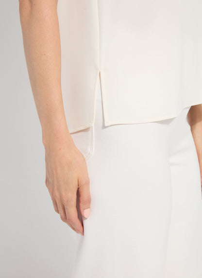 Lysse Kavita Crew Neck Contrast Stitching Shell Chalk