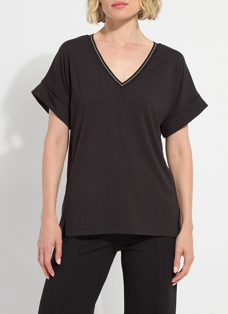 Lysse Akira Reversible Rolled Up Sleeve Top Black