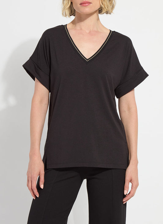 Lysse Akira Reversible Rolled Up Sleeve Top Black