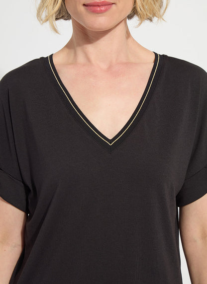 Lysse Akira Reversible Rolled Up Sleeve Top Black