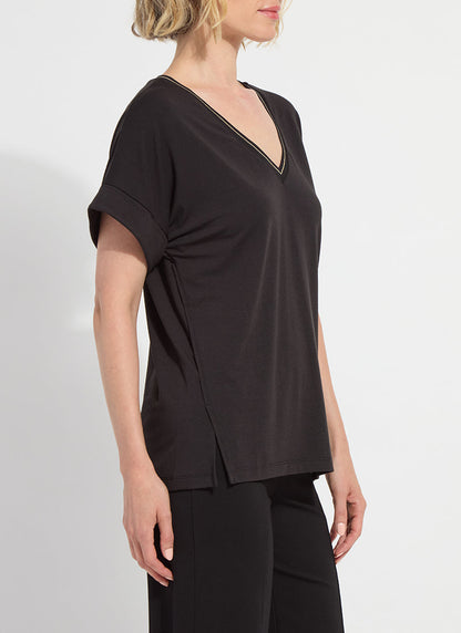 Lysse Akira Reversible Rolled Up Sleeve Top Black