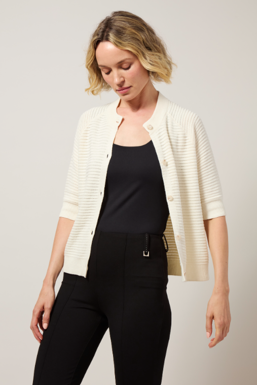 Lysse Regina Short Sleeve Cardigan Ecru