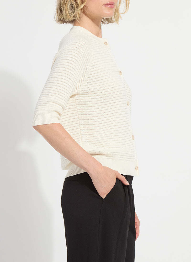 Lysse Regina Short Sleeve Cardigan Ecru