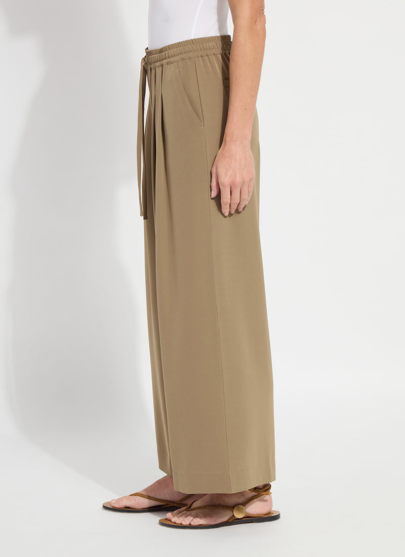 Lysse Mae Pleated Drawstring Wide Leg Pant (28" Inseam) Olive Leaf
