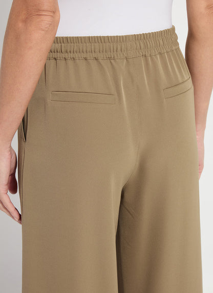 Lysse Mae Pleated Drawstring Wide Leg Pant (28" Inseam) Olive Leaf