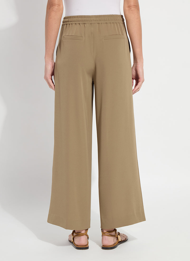Lysse Mae Pleated Drawstring Wide Leg Pant (28" Inseam) Olive Leaf