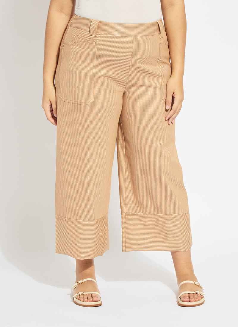 Lysse Analia Wide Leg Denim Curvy (25" Inseam) Cinnamon Sheen Line