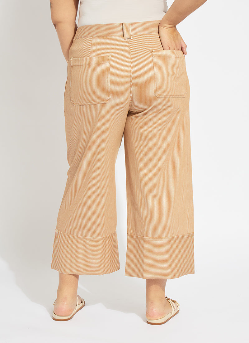 Lysse Analia Wide Leg Denim Curvy (25" Inseam) Cinnamon Sheen Line