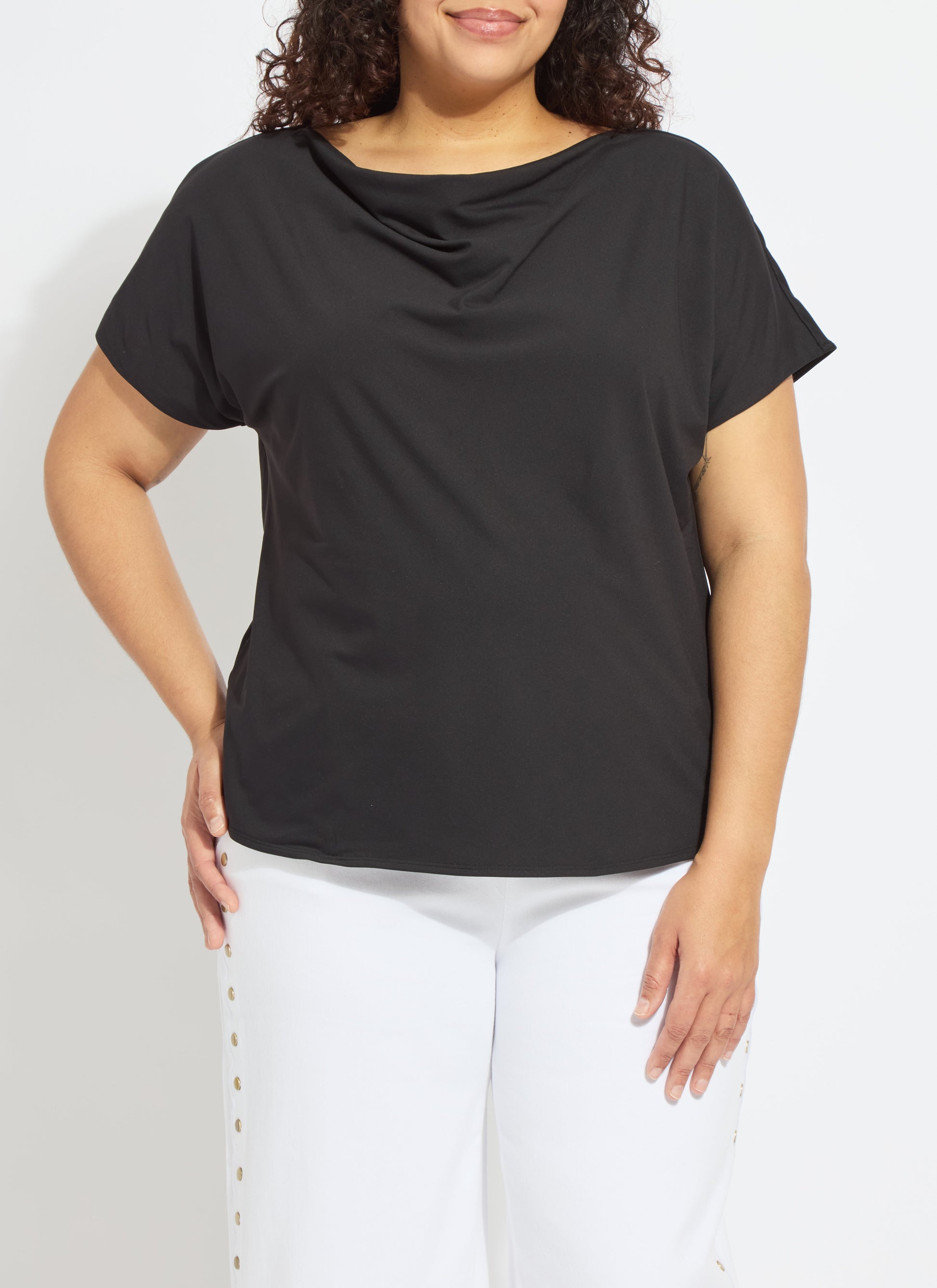 Lysse Ensley Cowl Neck Top Curvy Macadamia