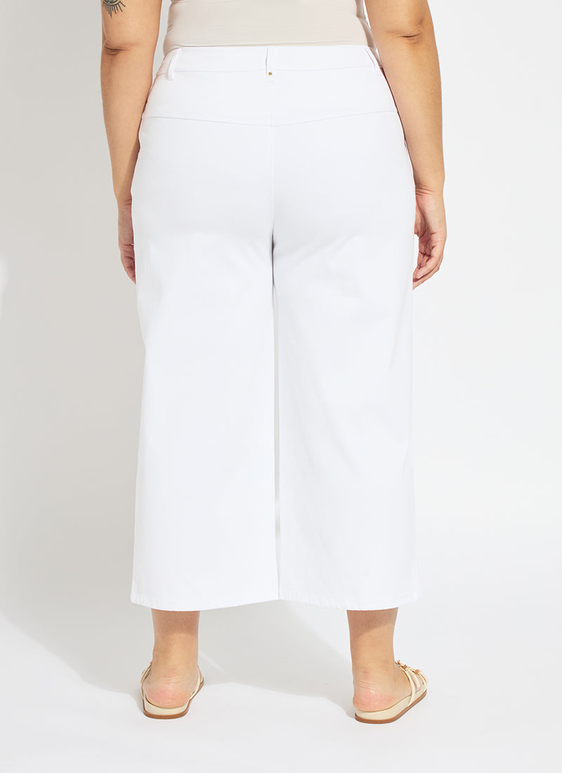 Lysse Willa Scallop Studded Crop Denim Curvy (25" Inseam) White