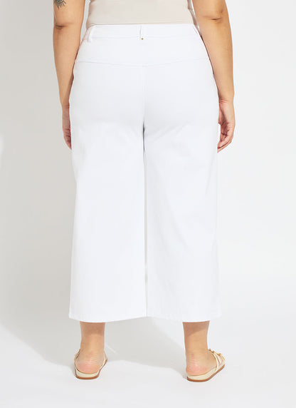 Lysse Willa Scallop Studded Crop Denim Curvy (25" Inseam) White