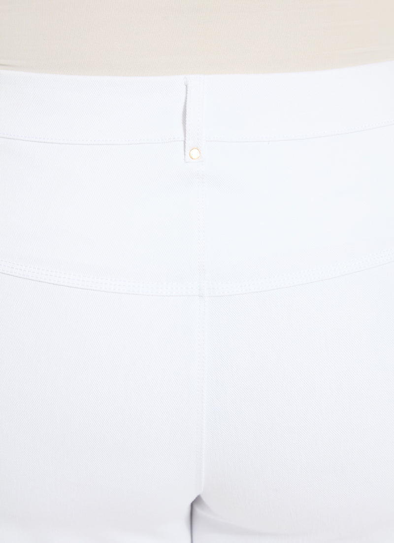 Lysse Willa Scallop Studded Crop Denim Curvy (25" Inseam) White