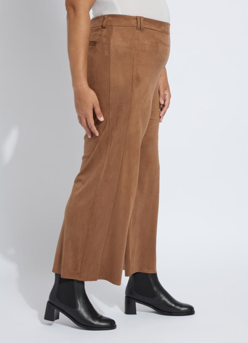 Lysse Vionette Vegan Suede Wide Leg Trouser Curvy (28" Inseam) Lux Camel
