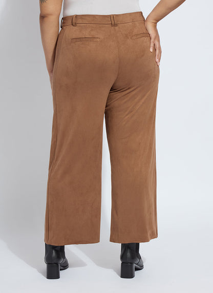 Lysse Vionette Vegan Suede Wide Leg Trouser Curvy (28" Inseam) Lux Camel