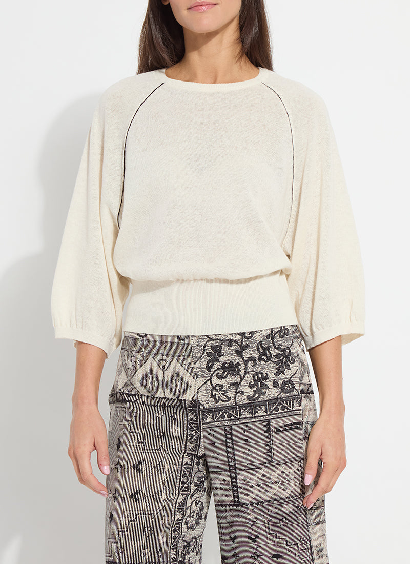 Lysse Anabela Wide Sleeve Knit Linen Sweater Sepia
