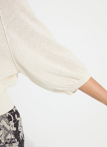 Lysse Anabela Wide Sleeve Knit Linen Sweater Sepia