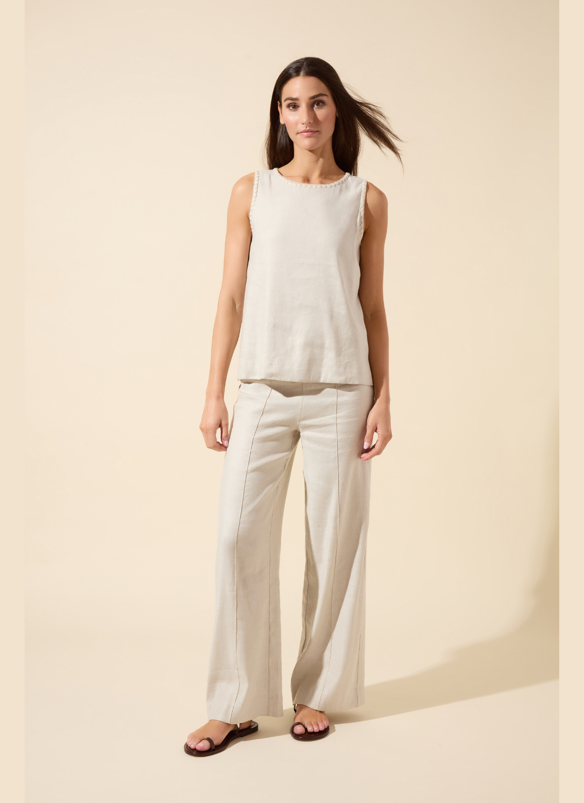 Lysse Gabriela Embroidered Linen Top Flax Linen