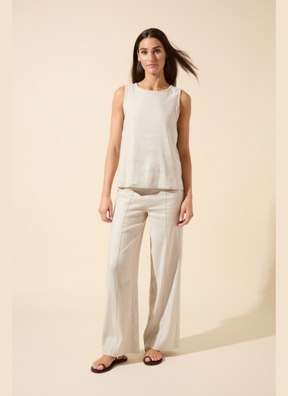 Lysse Gabriela Embroidered Linen Top Flax Linen