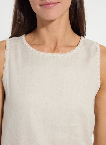 Lysse Gabriela Embroidered Linen Top Flax Linen