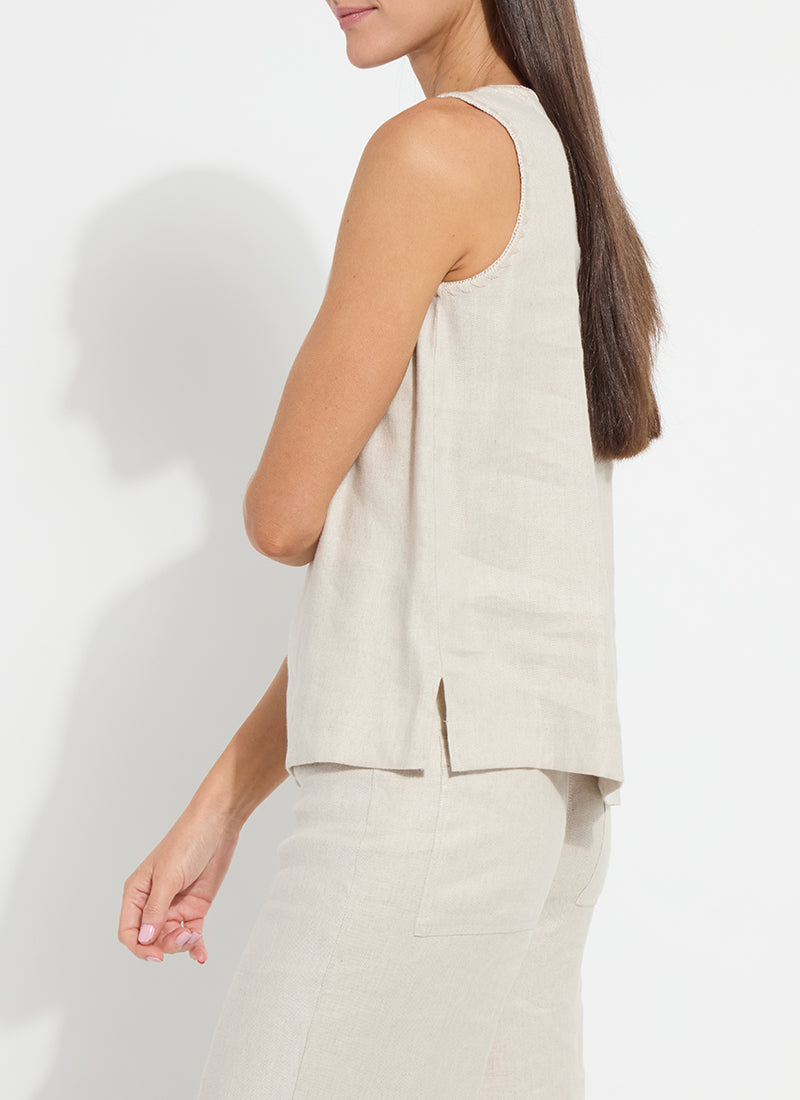 Lysse Gabriela Embroidered Linen Top Flax Linen