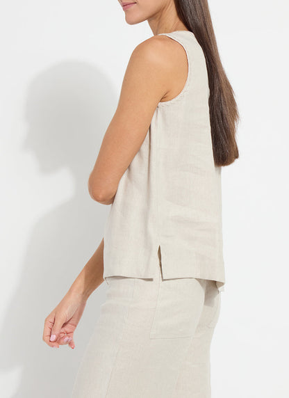 Lysse Gabriela Embroidered Linen Top Flax Linen