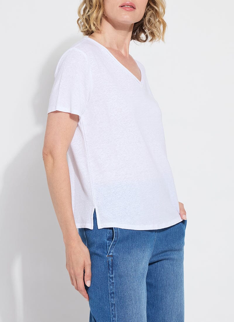 Lysse Cyrus Box-Cut V-Neck Tee White