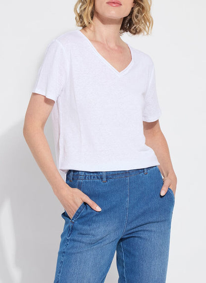 Lysse Cyrus Box-Cut V-Neck Tee White