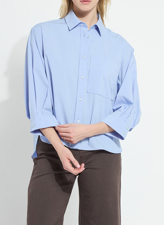 Lysse Enid Oversized Cropped Shirt Forget Me Not Blue