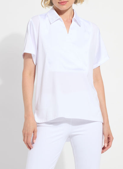 Lysse Safira Shirt Collar Mix Media Top White