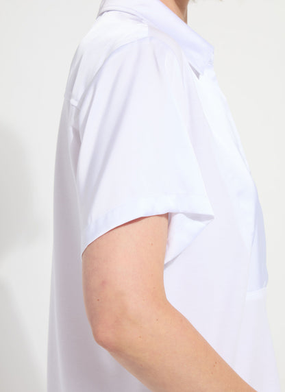 Lysse Safira Shirt Collar Mix Media Top White