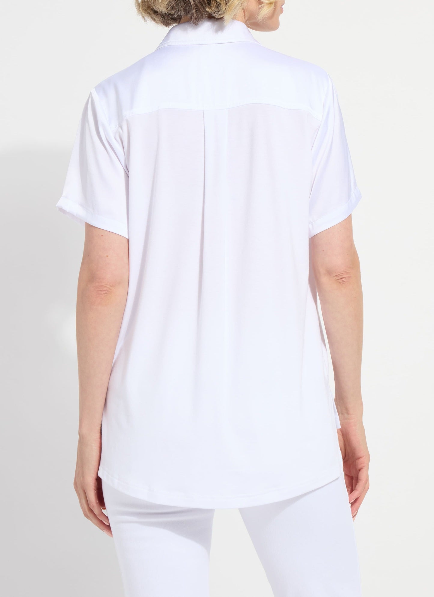 Lysse Safira Shirt Collar Mix Media Top White