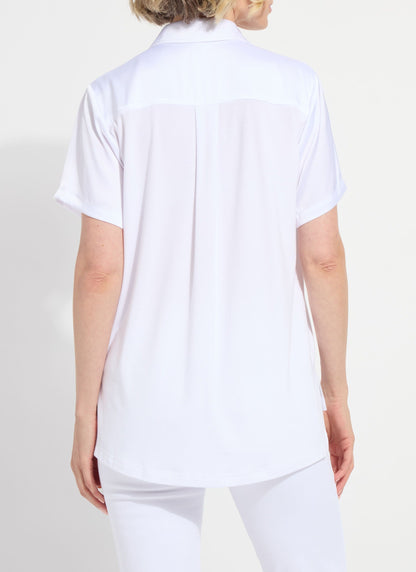 Lysse Safira Shirt Collar Mix Media Top White