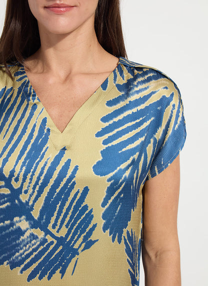 Lysse Catriona Tulip Sleeve Printed Top Sicilian Palm