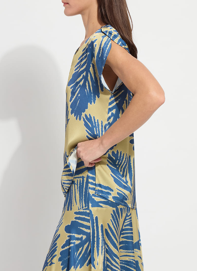 Lysse Catriona Tulip Sleeve Printed Top Sicilian Palm