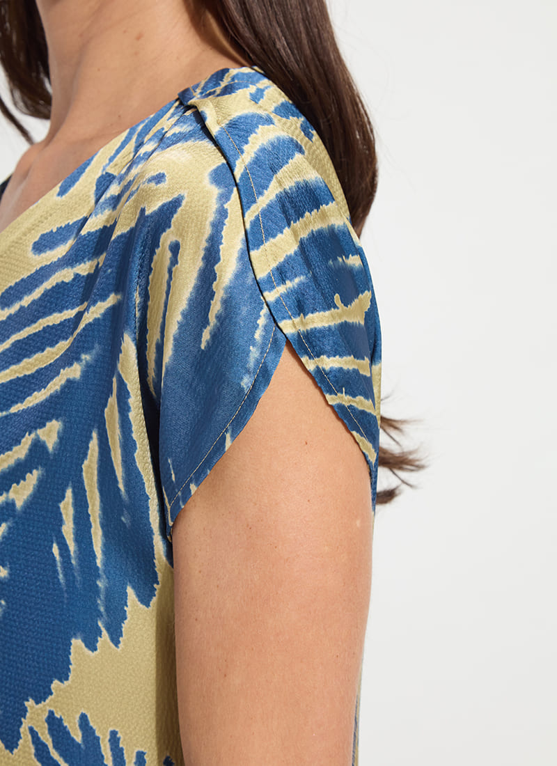 Lysse Catriona Tulip Sleeve Printed Top Sicilian Palm