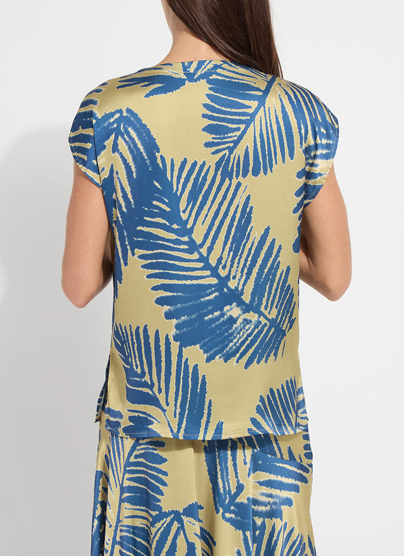 Lysse Catriona Tulip Sleeve Printed Top Sicilian Palm