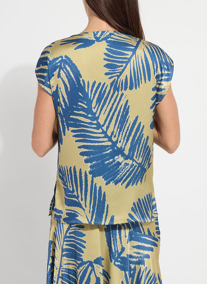 Lysse Catriona Tulip Sleeve Printed Top Sicilian Palm