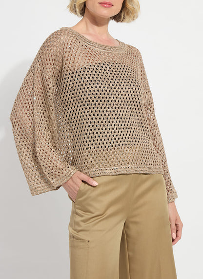 Lysse Bailey Slouchy Net Mesh Knit Raw Umber Sequins