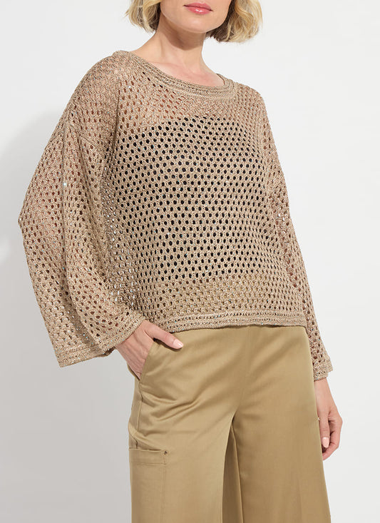 Lysse Bailey Slouchy Net Mesh Knit Raw Umber Sequins