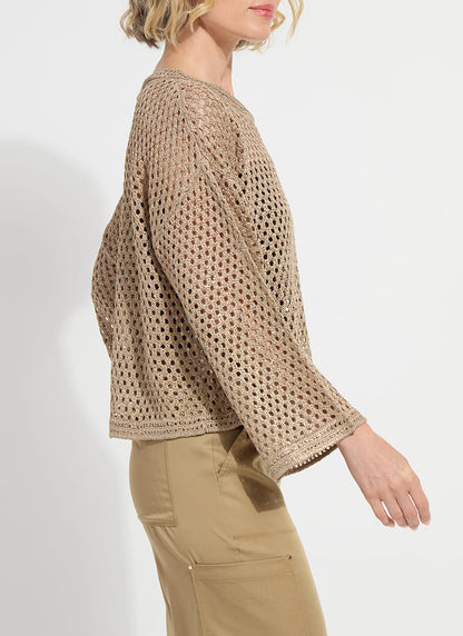 Lysse Bailey Slouchy Net Mesh Knit Raw Umber Sequins