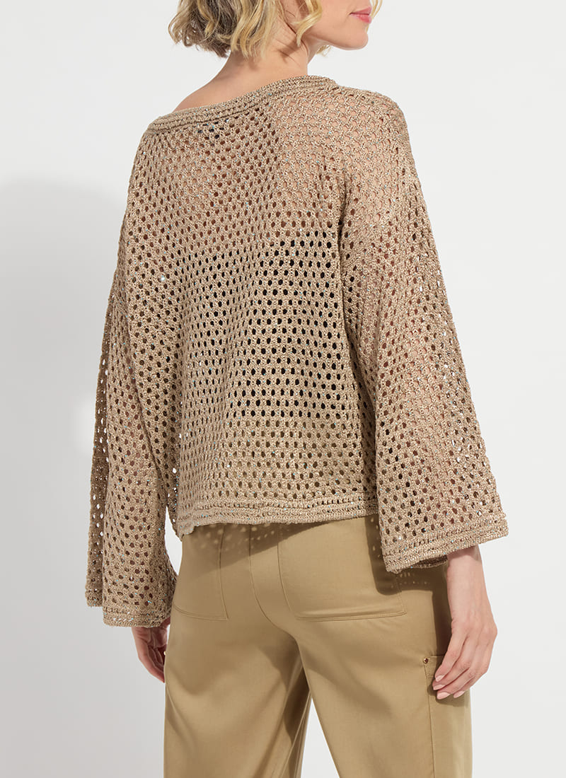 Lysse Bailey Slouchy Net Mesh Knit Raw Umber Sequins