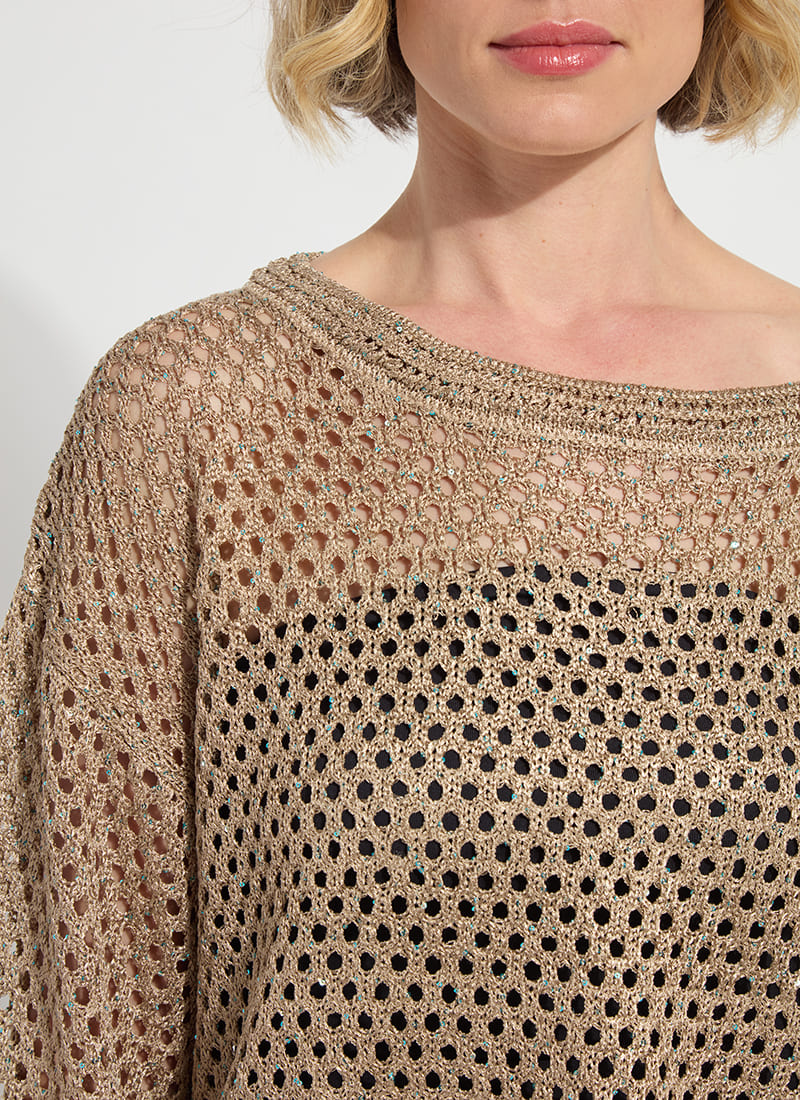 Lysse Bailey Slouchy Net Mesh Knit Raw Umber Sequins