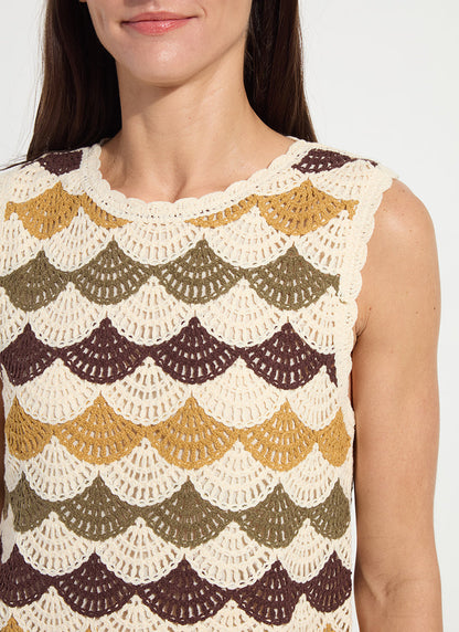 Lysse Faye Crochet Knit Shell Multi Earth Tone