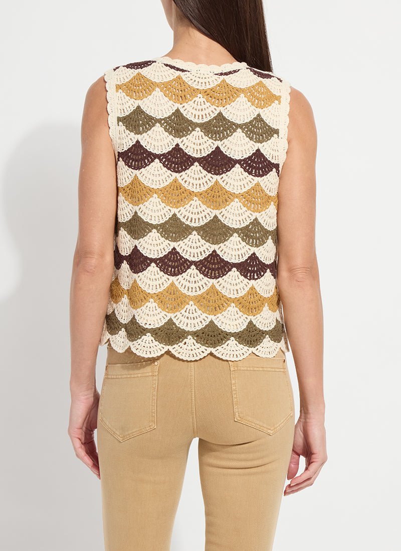Lysse Faye Crochet Knit Shell Multi Earth Tone