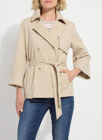 Lysse Dakota Cotton Cropped Trench Crisp Khaki