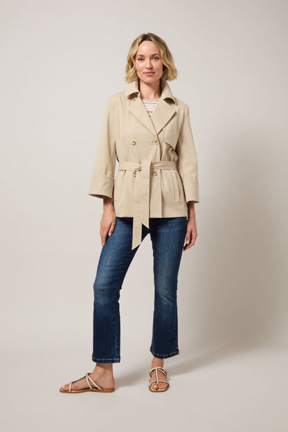 Lysse Dakota Cotton Cropped Trench Crisp Khaki
