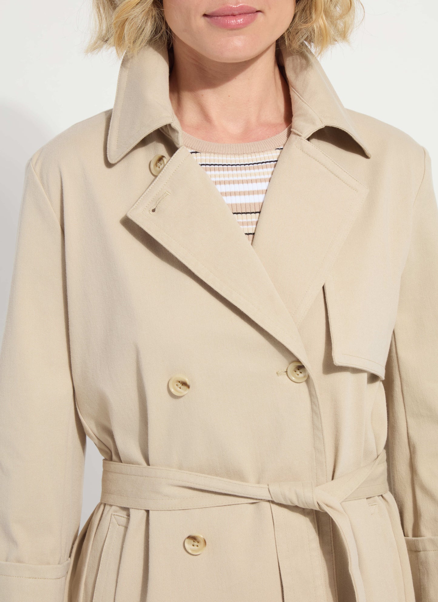 Lysse Dakota Cotton Cropped Trench Crisp Khaki