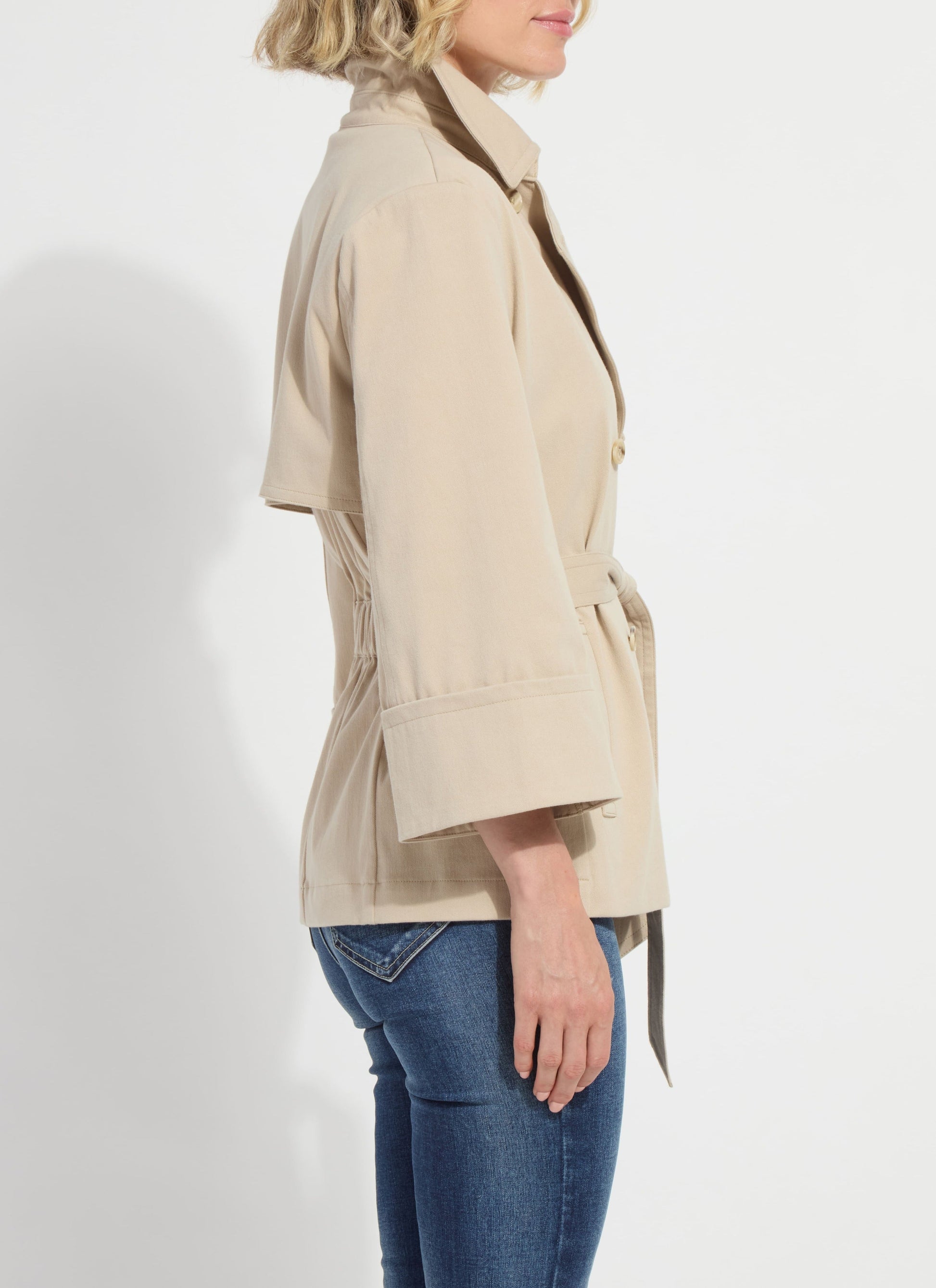Lysse Dakota Cotton Cropped Trench Crisp Khaki