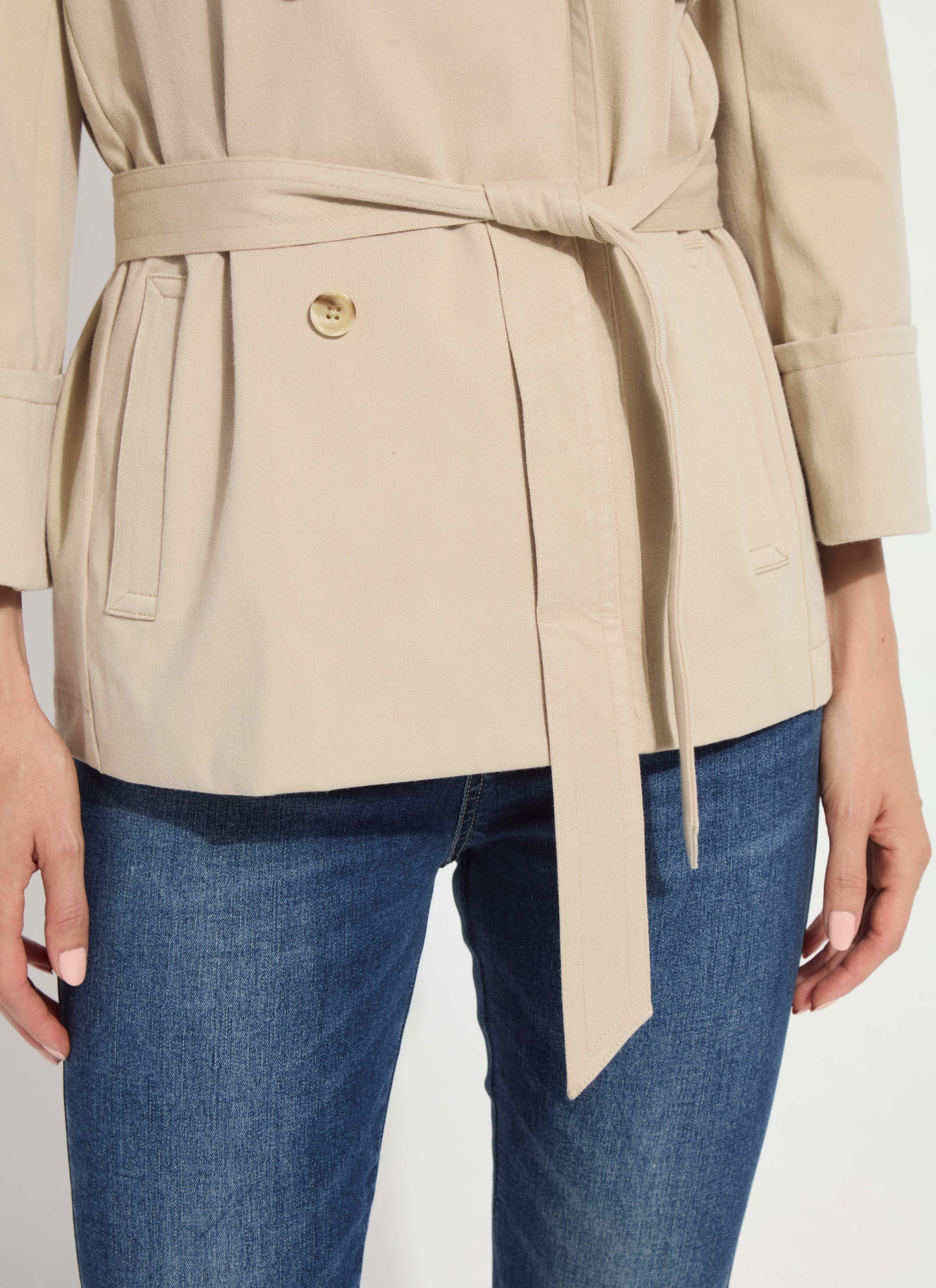 Lysse Dakota Cotton Cropped Trench Crisp Khaki